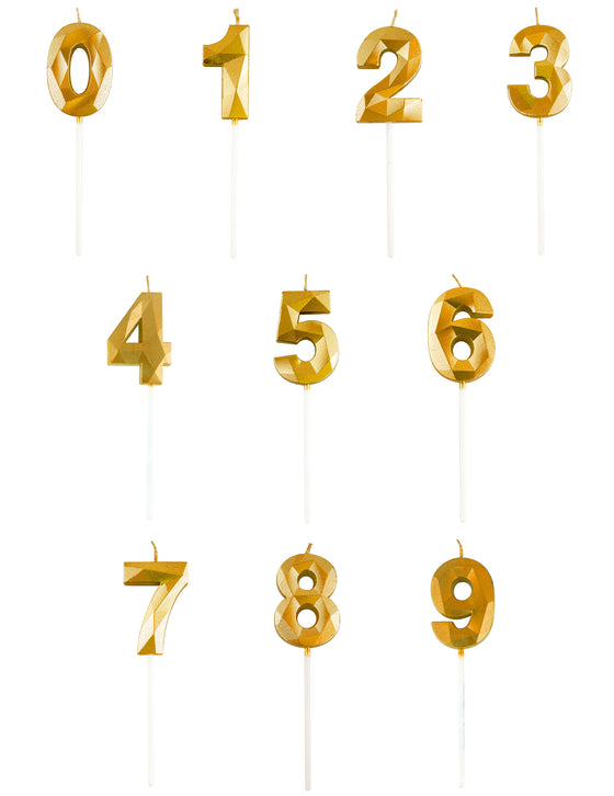 Bougie chiffre dorée effet diamant 5 cm pour anniversaire