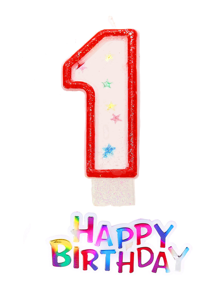 Bougie étoilée chiffre 1 pailletée anniversaire