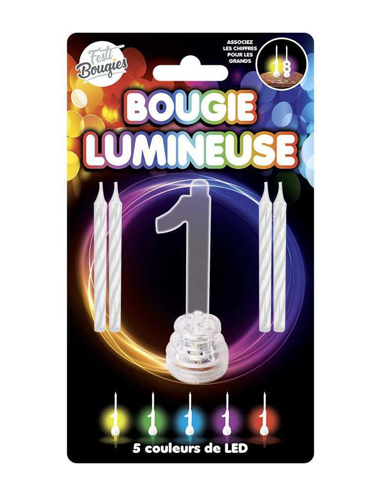 Bougies lumineuses LED chiffre 1