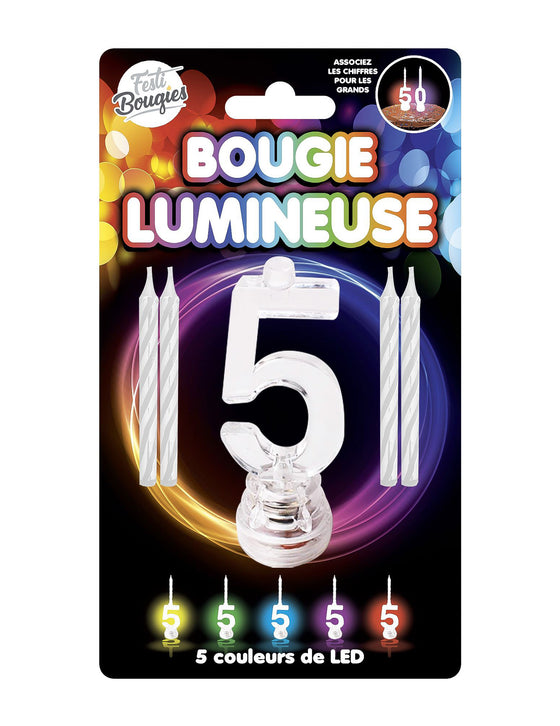 Bougies lumineuses LED chiffre 5