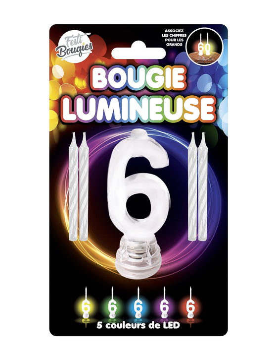 Bougies lumineuses LED chiffre 6