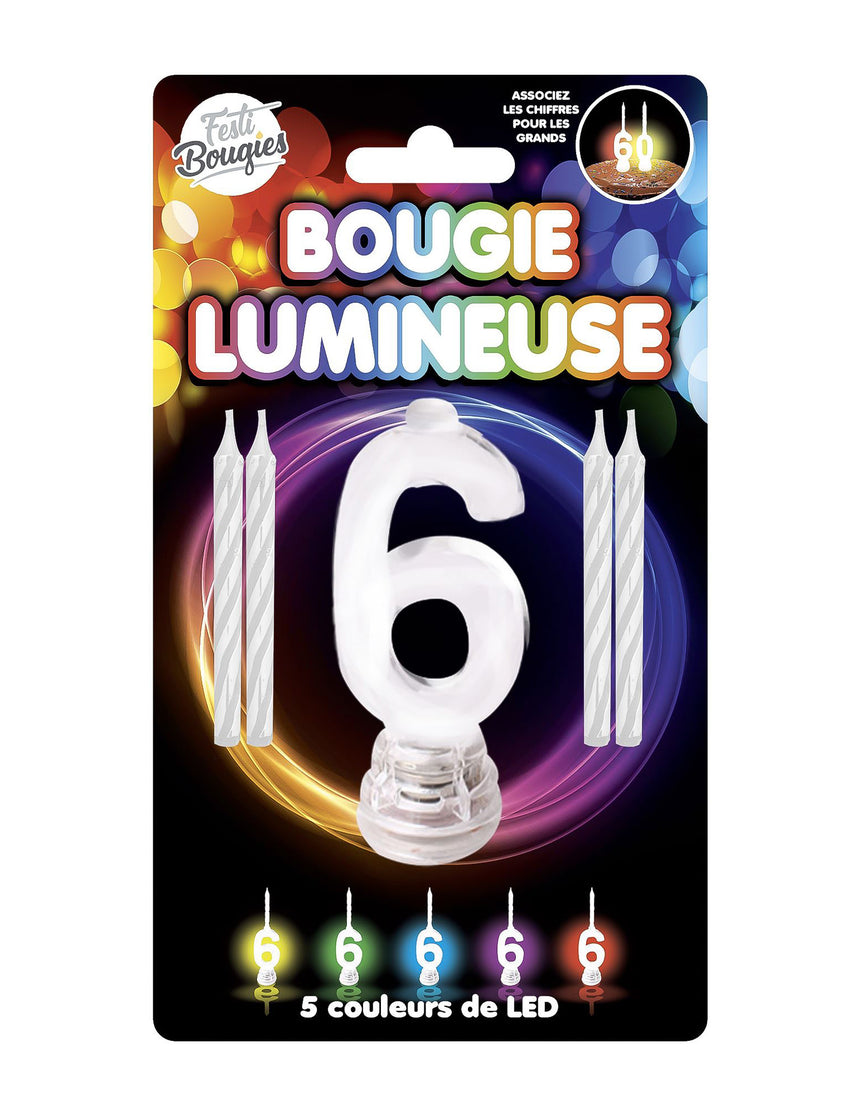 Bougies lumineuses LED chiffre 6