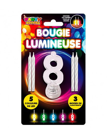 Bougies lumineuses LED chiffre 8
