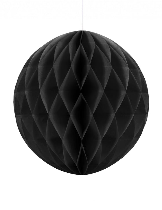 Boule en papier alvéolé noir 20 cm