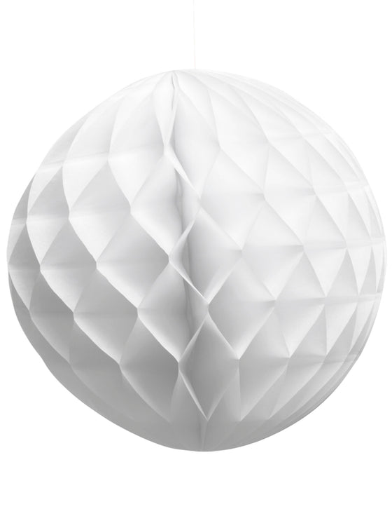Boule en papier alvéolé blanche 25 cm