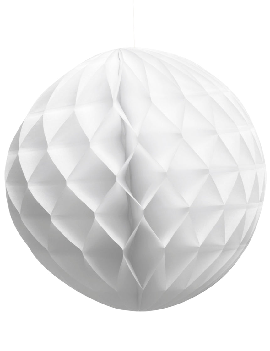 Boule en papier alvéolé blanche 25 cm