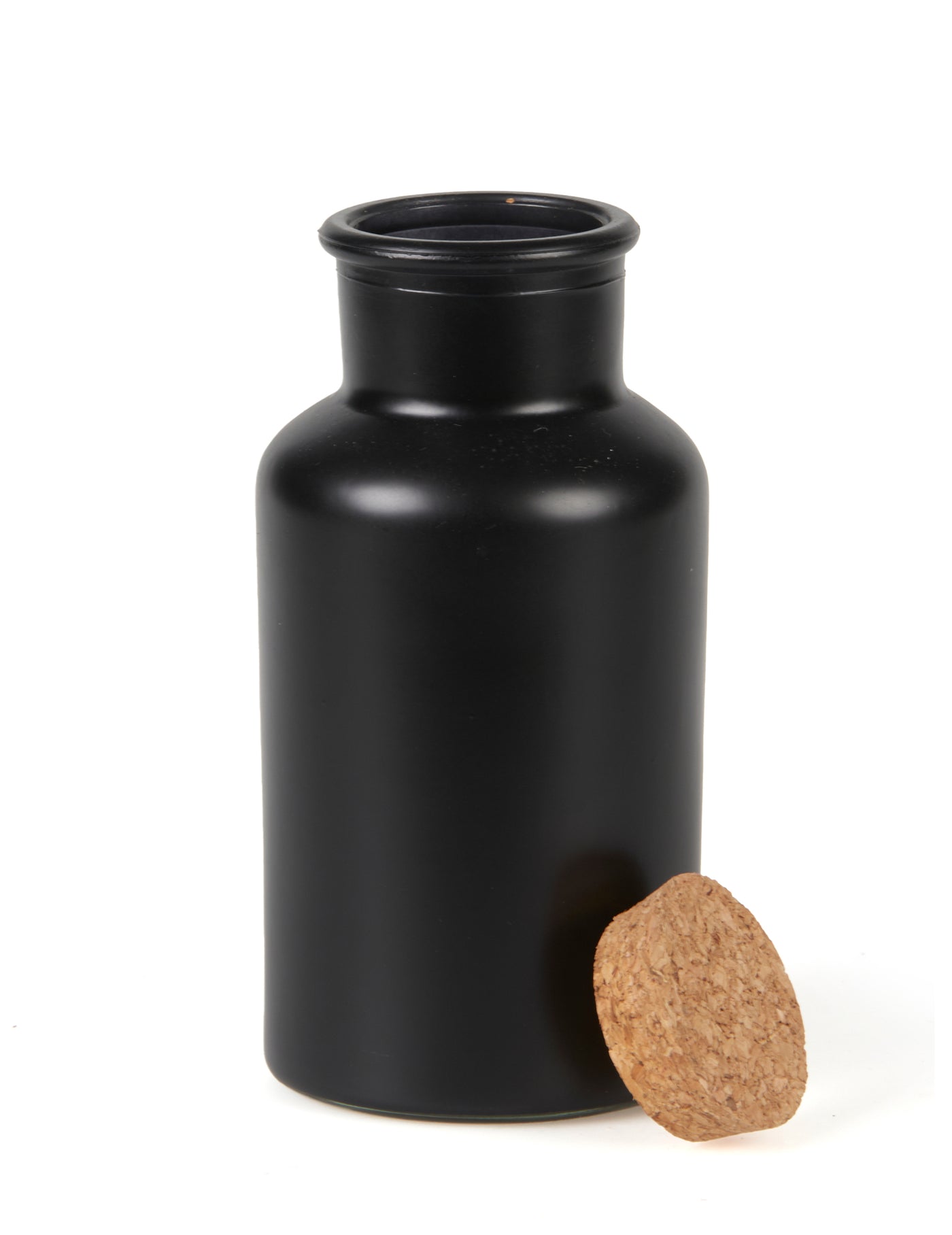 Bouteille apothicaire noire mat avec bouchon liège 17 cm 500 ml