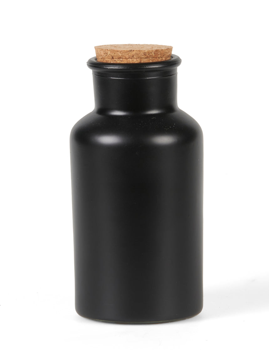 Bouteille apothicaire noire mat avec bouchon liège 17 cm 500 ml