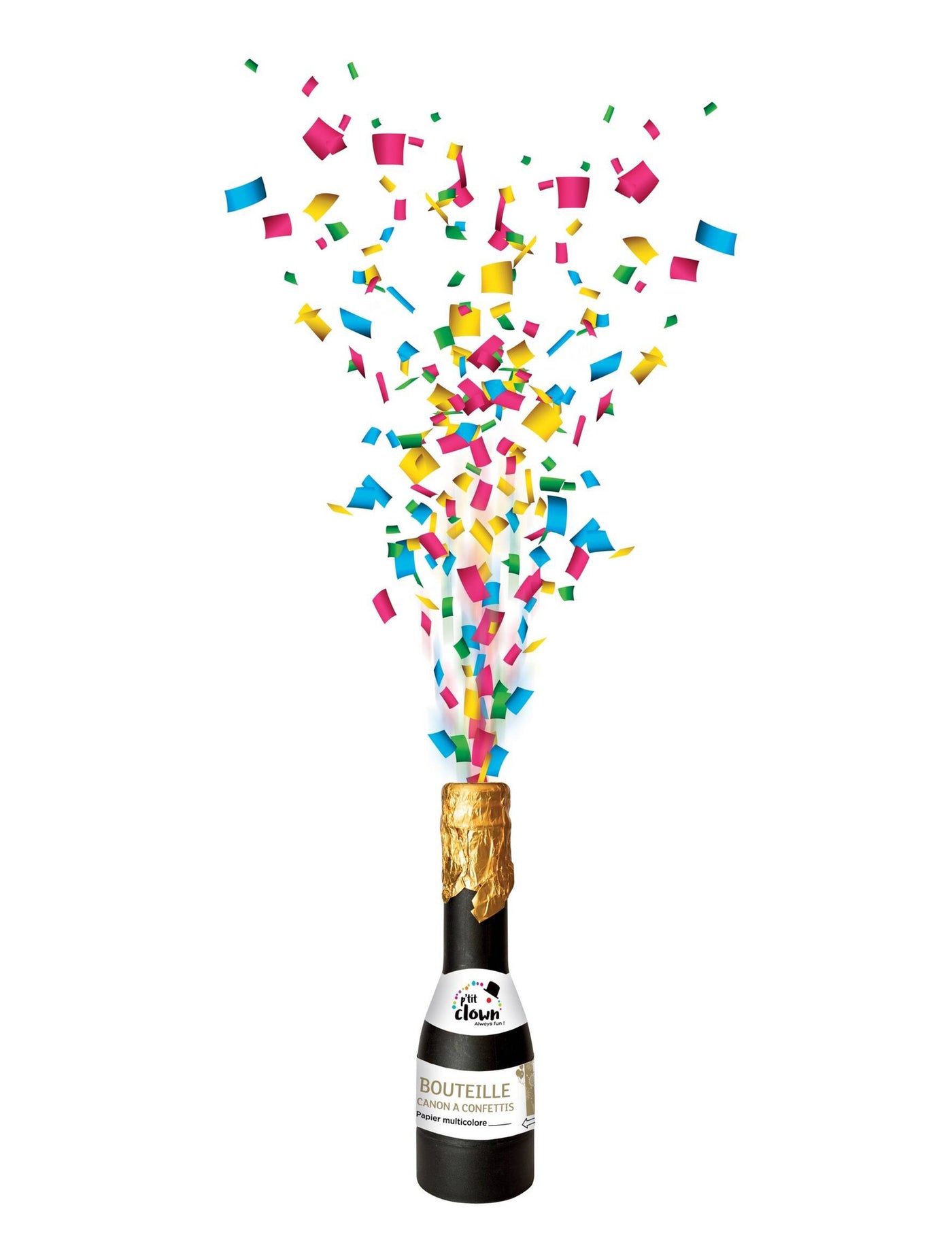 Bouteille canon à confettis multicolore 16 cm