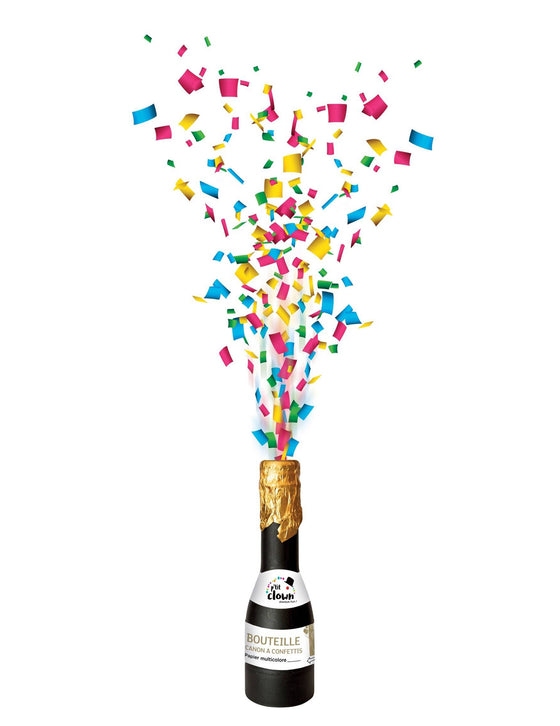 Bouteille canon à confettis multicolore 16 cm