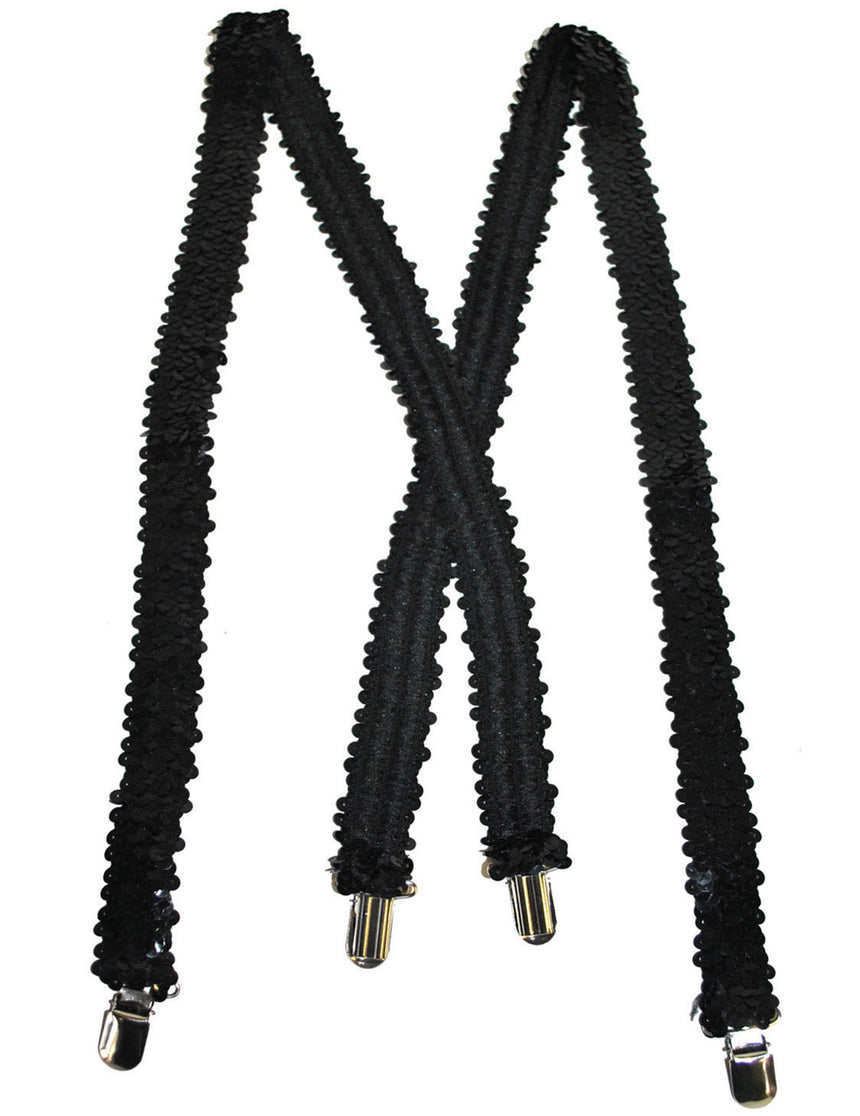 Bretelles noires à sequins adulte