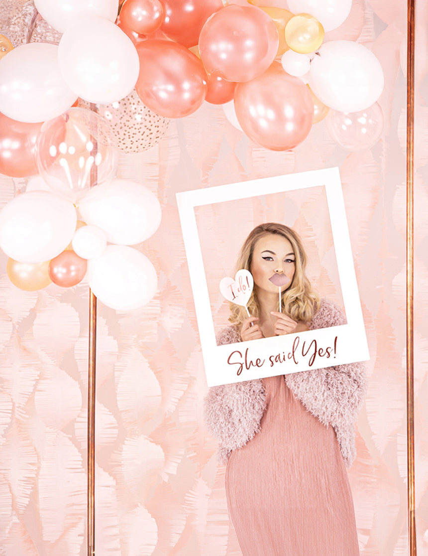Cadre photo en carton she said yes blanc et rose gold 50 x 59,5 cm