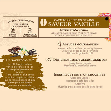 Café Torréfié en Grains Saveur Vanille -125g