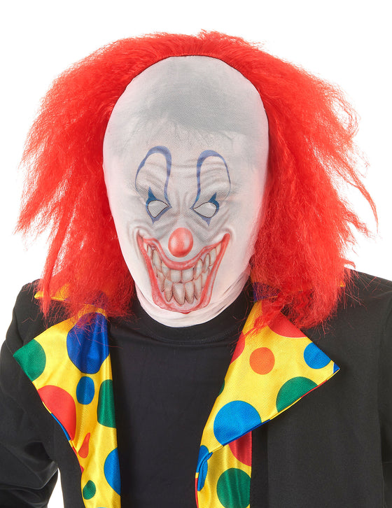Cagoule clown avec cheveux adulte Halloween