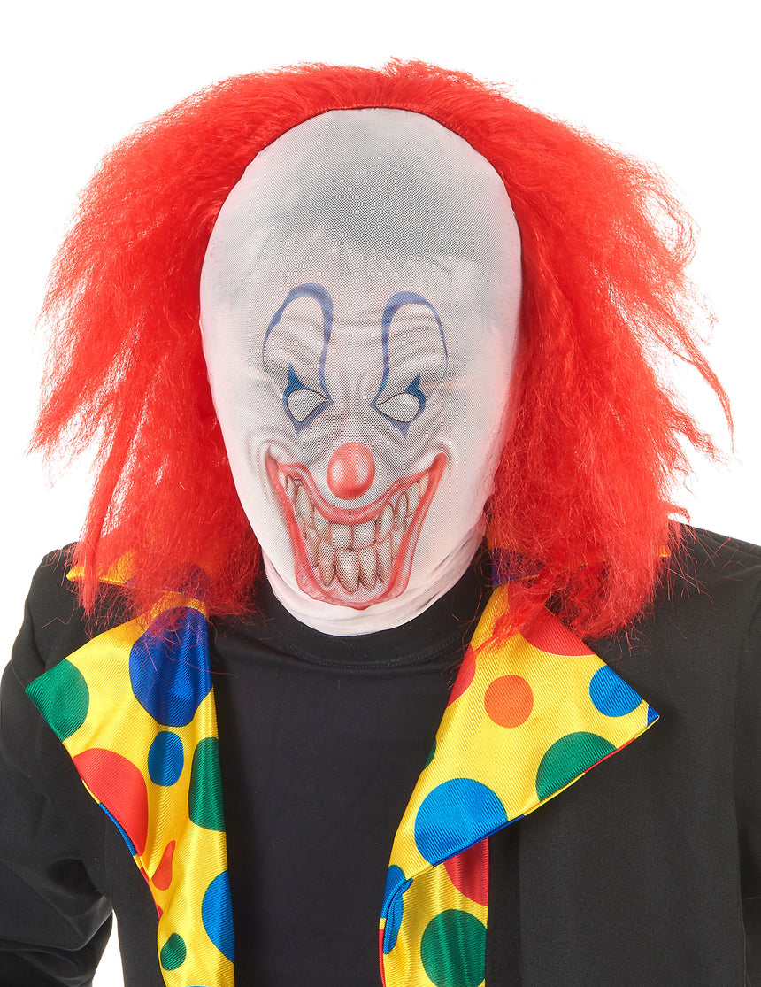 Cagoule clown avec cheveux adulte Halloween