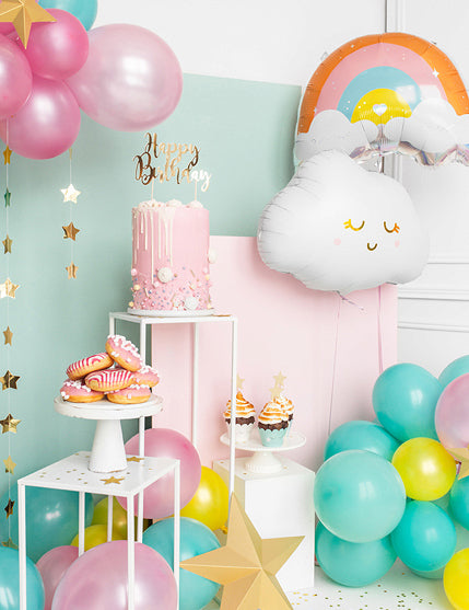 Cake topper en carton happy birthday doré métallisé 22,5 cm pour décoration chic