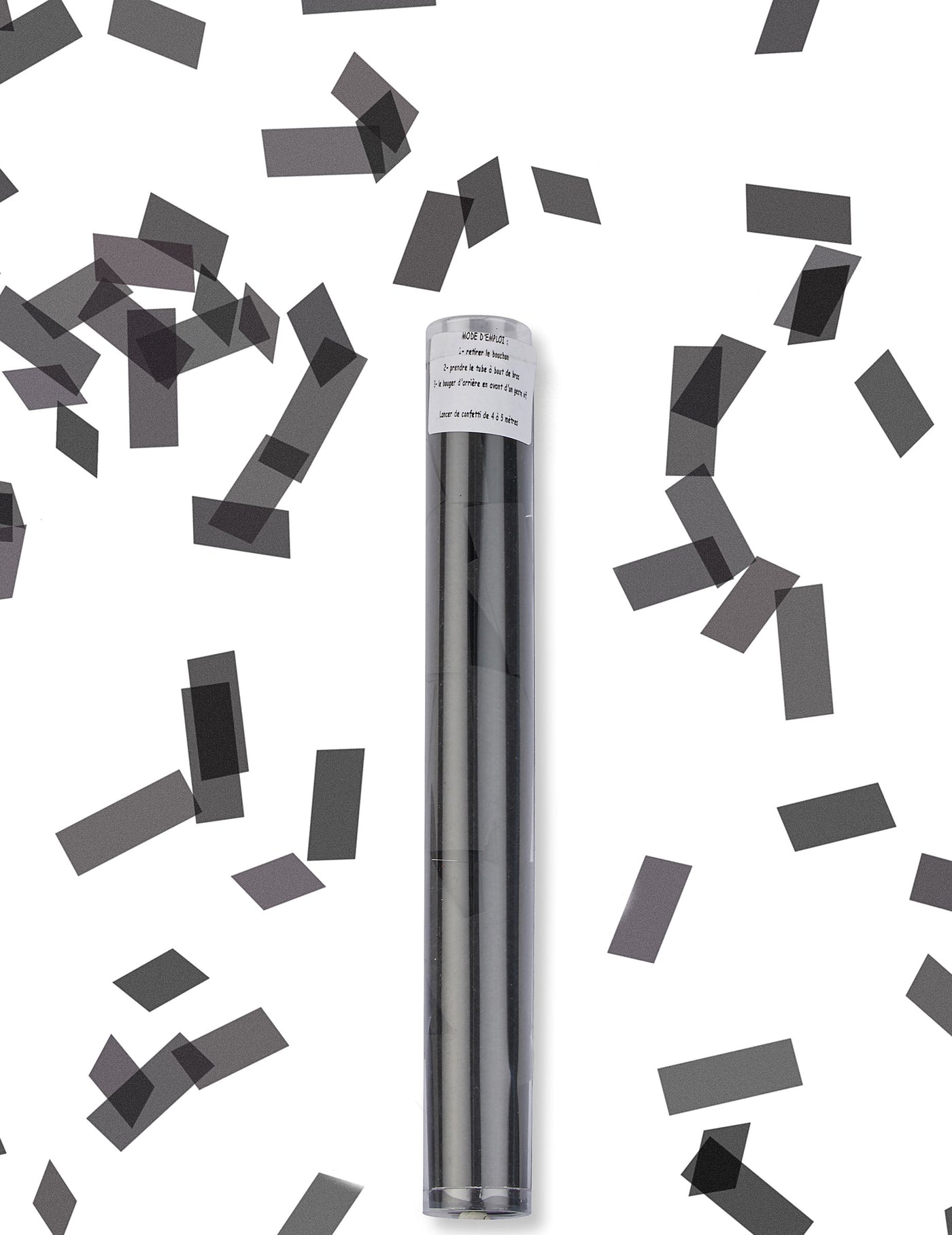 Tube lanceur de confettis rectangle noir 27 cm