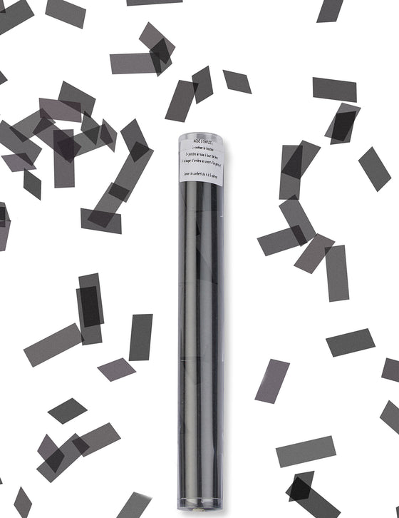 Tube lanceur de confettis rectangle noir 27 cm