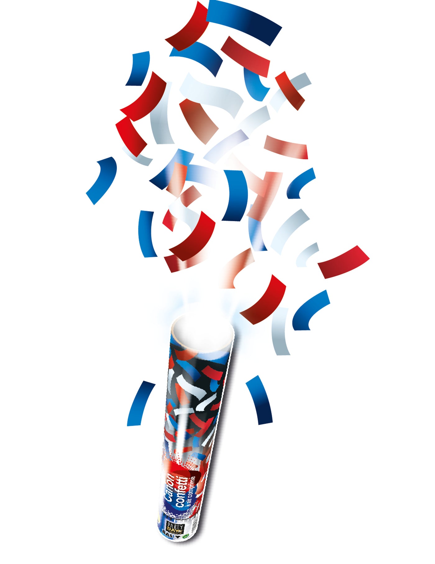 Tube lanceur de confettis rectangle tricolore 30 cm