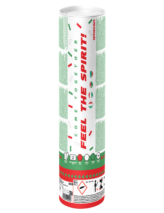 Canon à confettis vert, blanc et rouge supporter