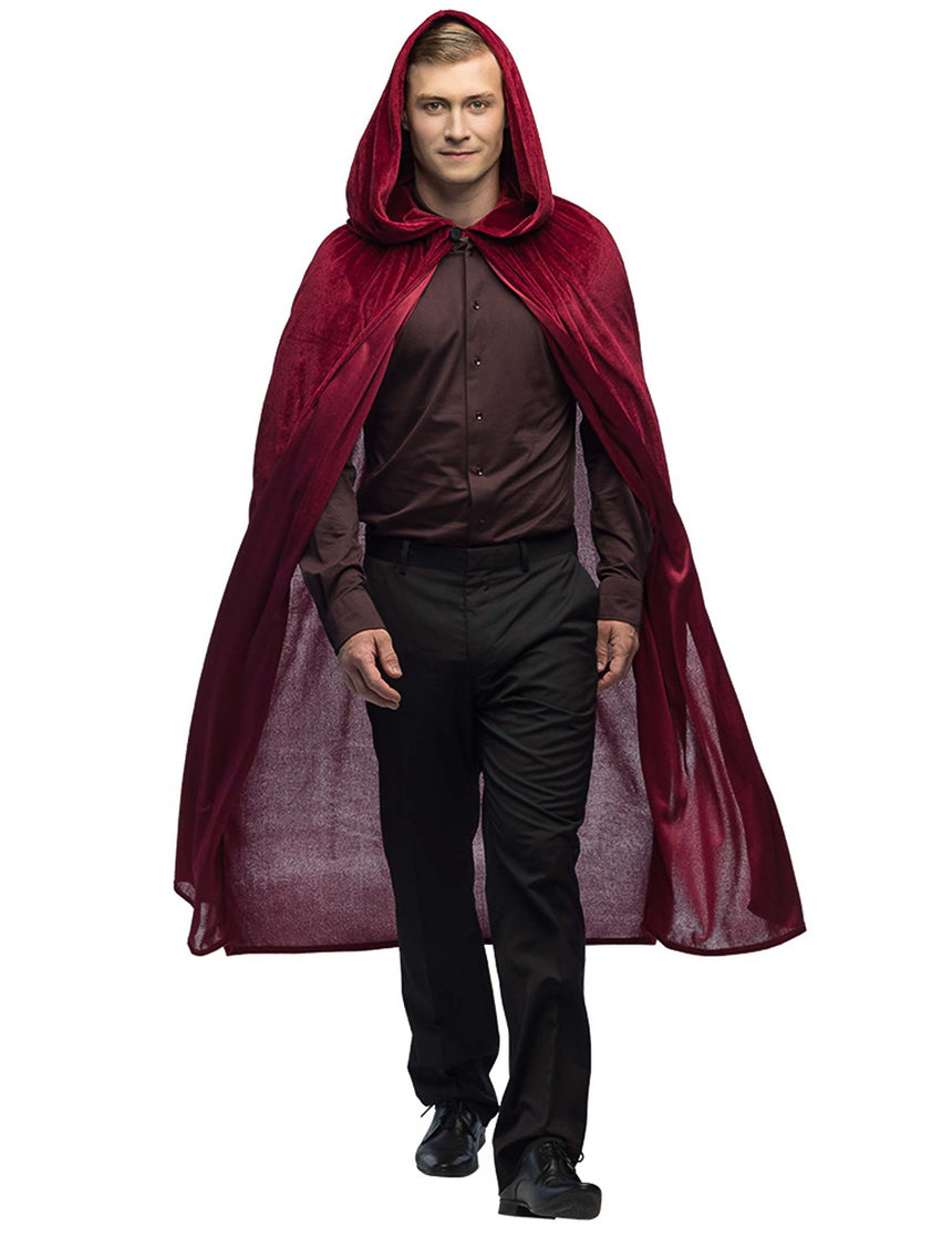 Cape à capuche rouge bordeaux 170 cm