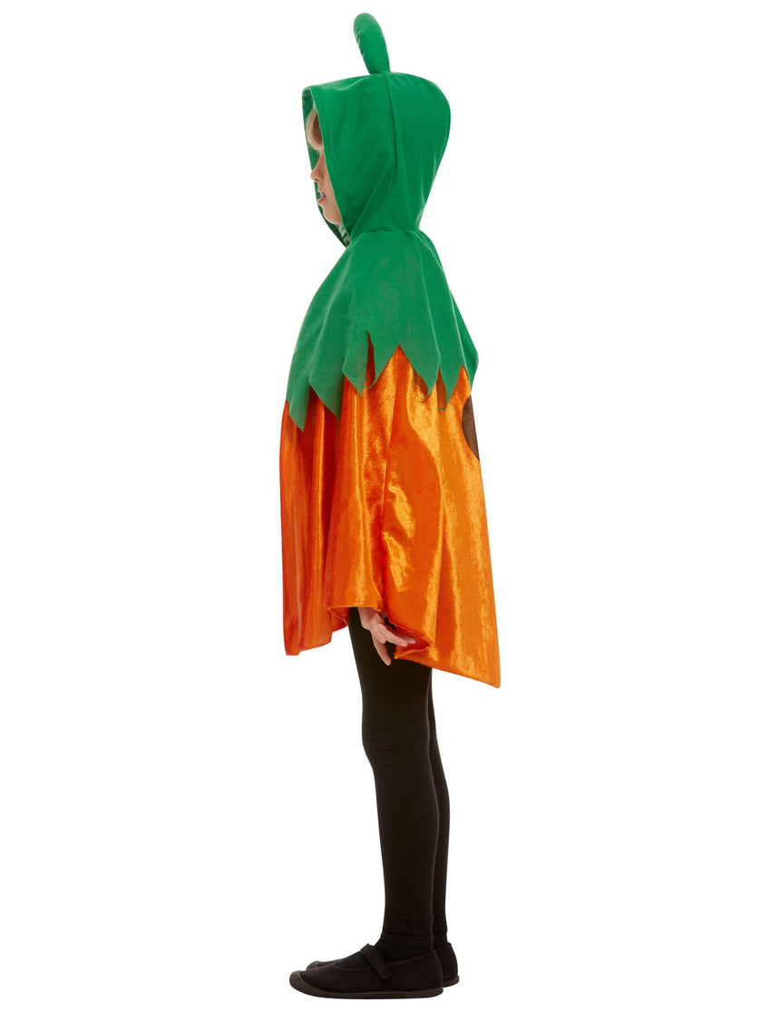 Cape citrouille à capuche velours orange enfant