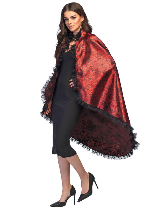 Cape de vampire rouge avec dentelle adulte