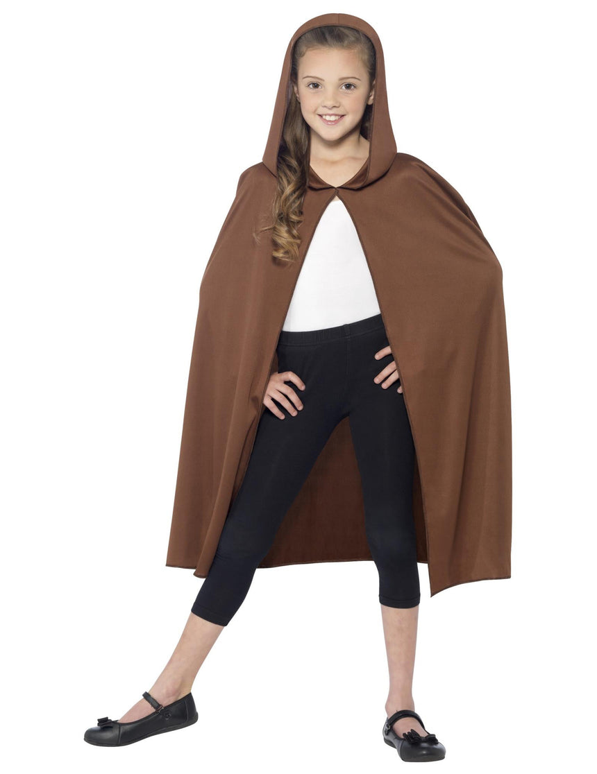 Cape marron à capuche enfant