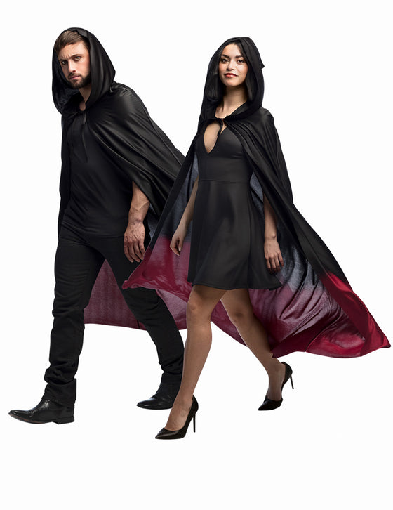 Cape noire dégradé rouge adulte Halloween