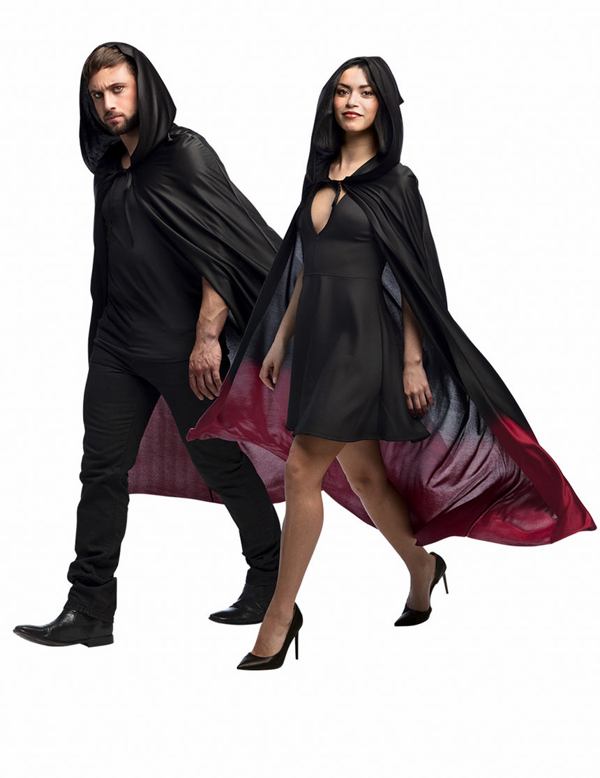 Cape noire dégradé rouge adulte Halloween