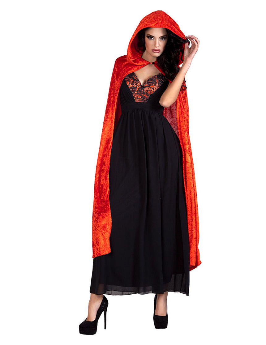 Cape rouge aspect velours 120 cm adule Halloween