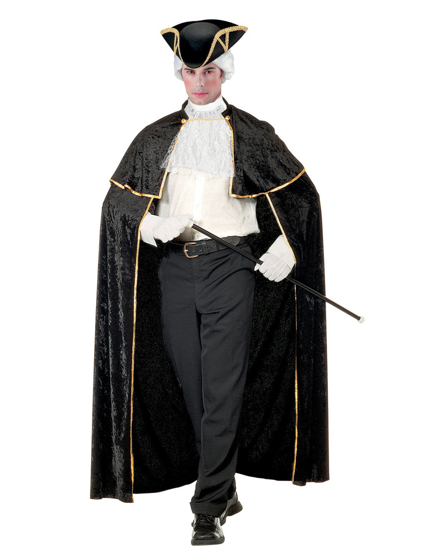 Cape séducteur vénitien avec jabot noir adulte