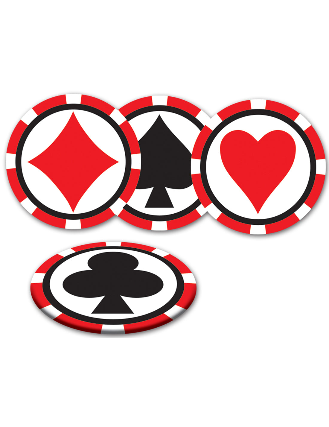 8 sous-verres casino motif jetons 8,9 cm