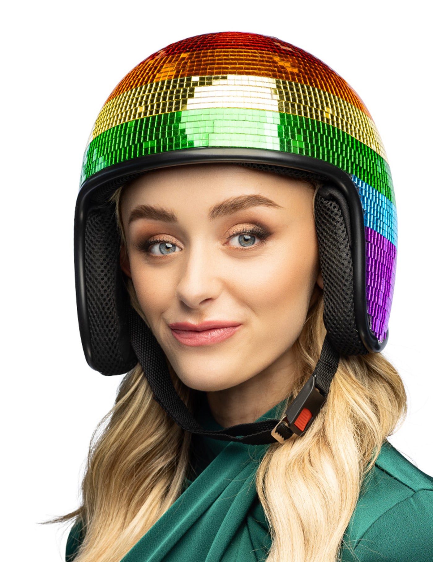 Casque boule à facettes arc en ciel adulte