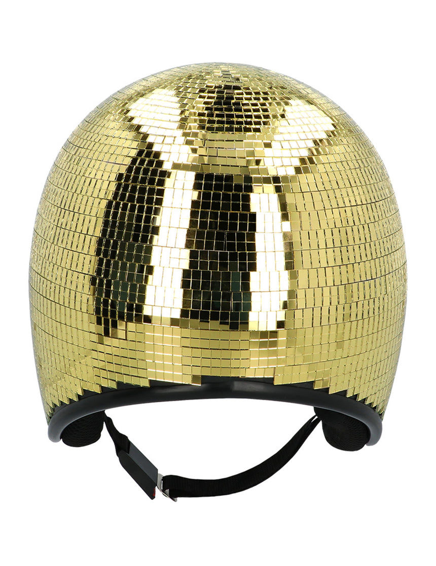 Casque boule à facettes dorée adulte