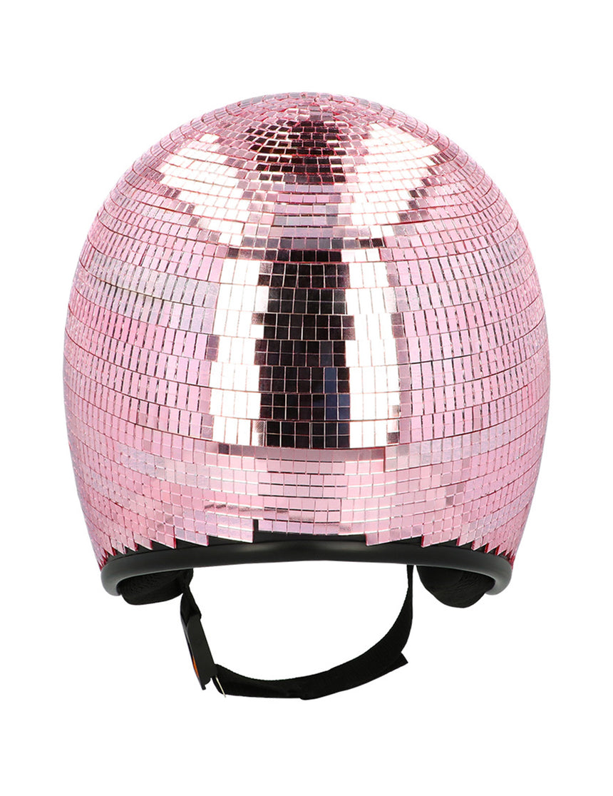 Casque boule à facettes rose adulte