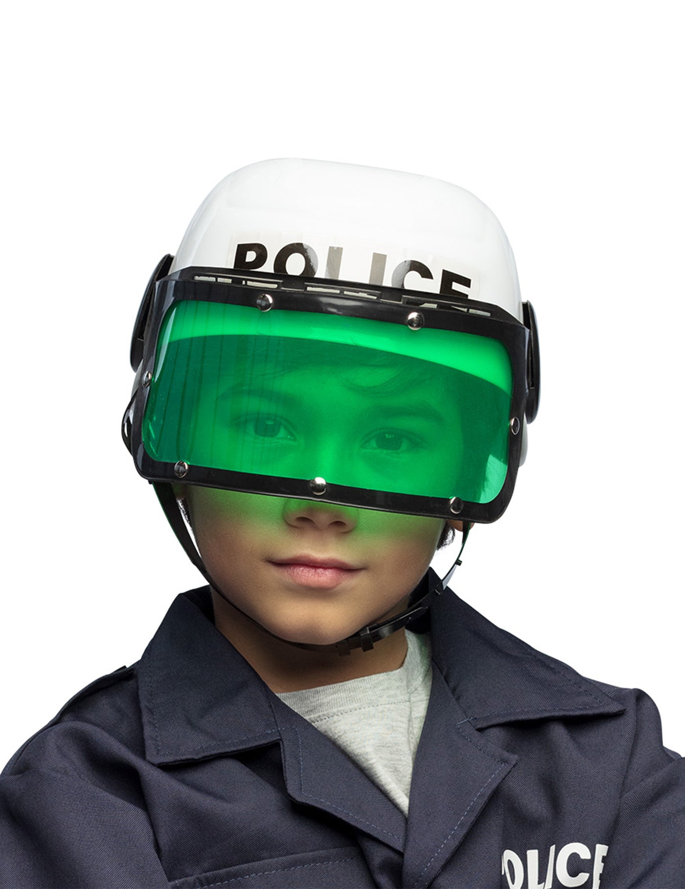 Casque police blanc enfant