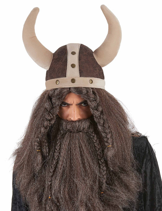 Casque viking souple marron adulte