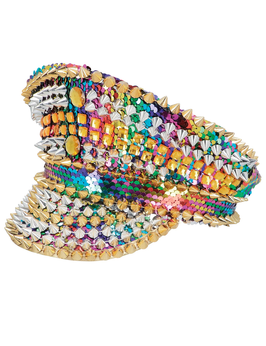 Casquette arc en ciel avec clous adulte