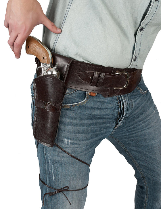 Ceinture avec étui cowboy noire ou marron adulte