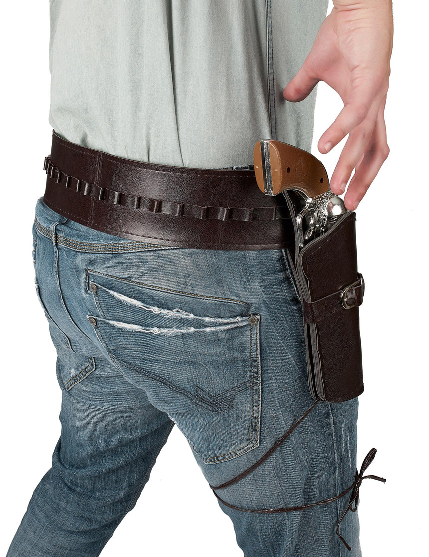 Ceinture avec étui cowboy noire ou marron adulte