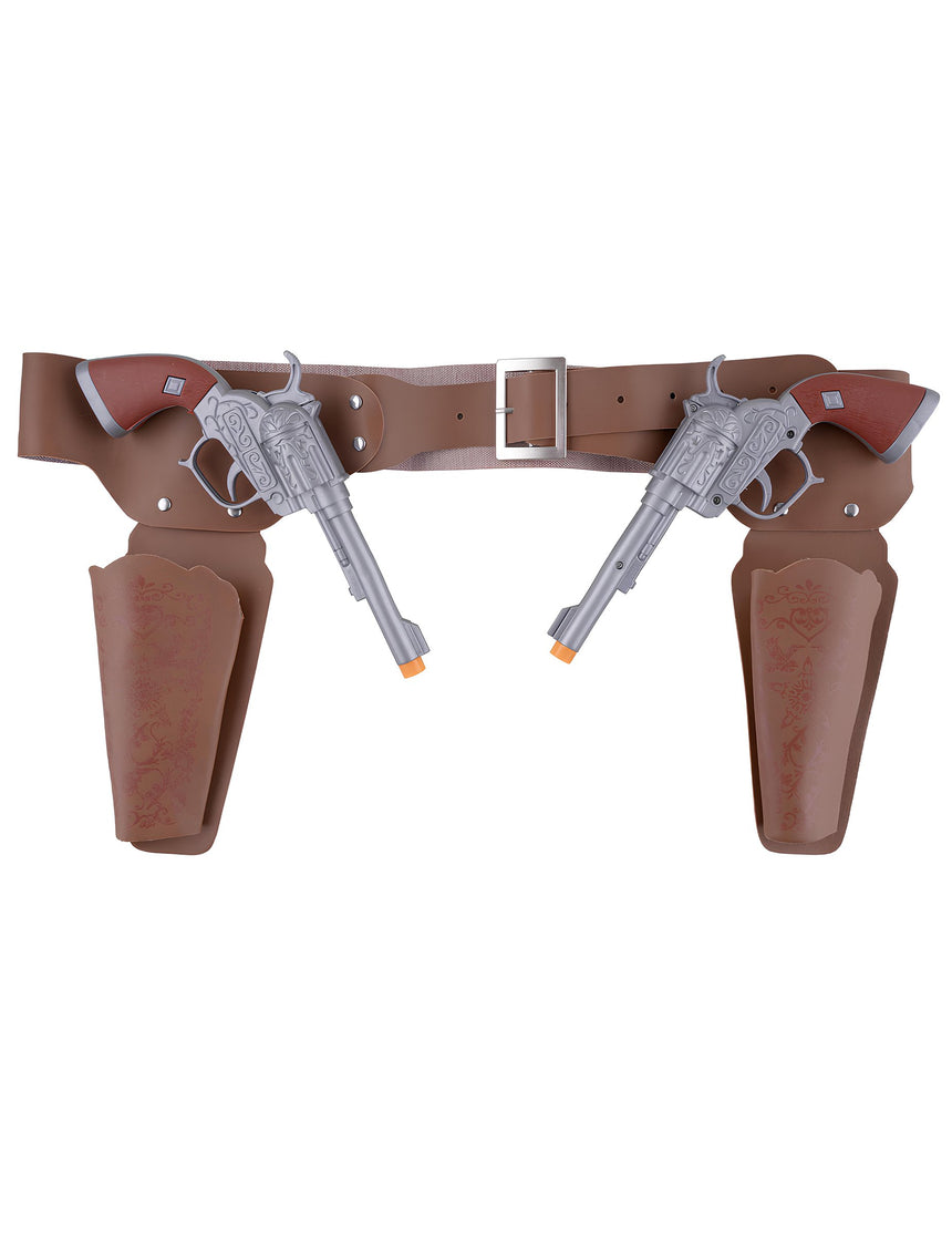 Ceinture de cowboy avec holster et 2 pistolets
