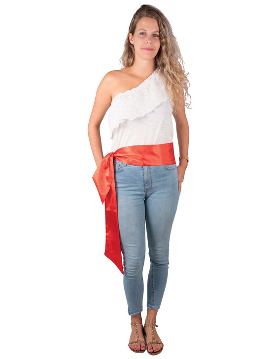 Ceinture en satin rouge féria adulte