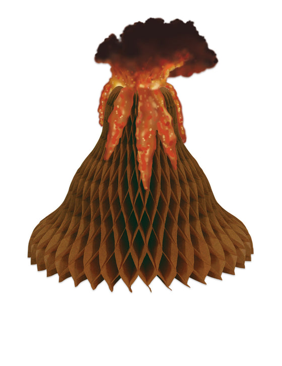 Centre de table en papier alvéolé volcan 38 cm décoration dinosaure