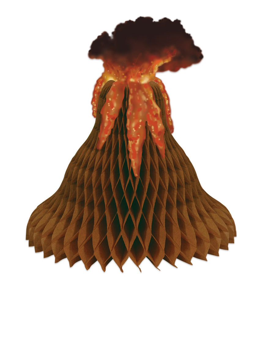 Centre de table en papier alvéolé volcan 38 cm décoration dinosaure