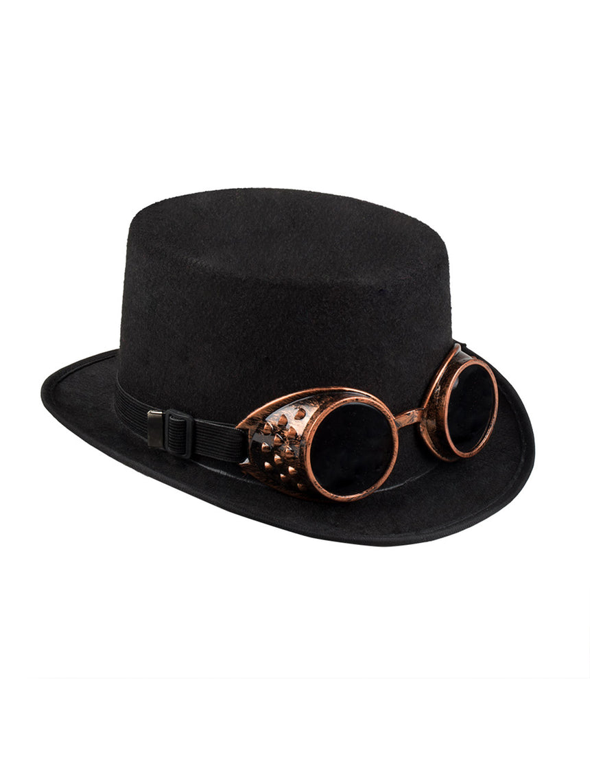 Chapeau avec lunettes adulte Steampunk