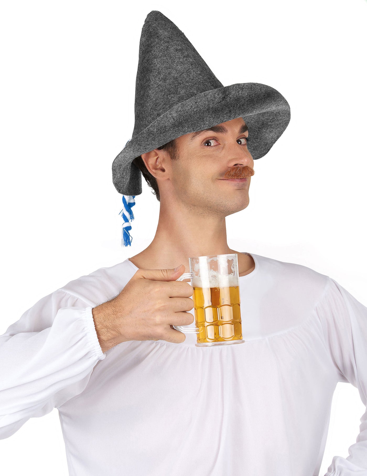 Chapeau bavarois adulte avec cordelette bleue et blanche