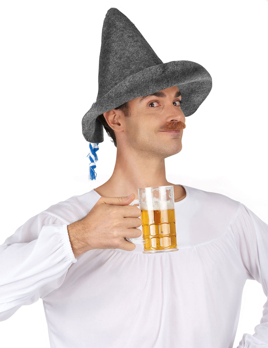 Chapeau bavarois adulte avec cordelette bleue et blanche