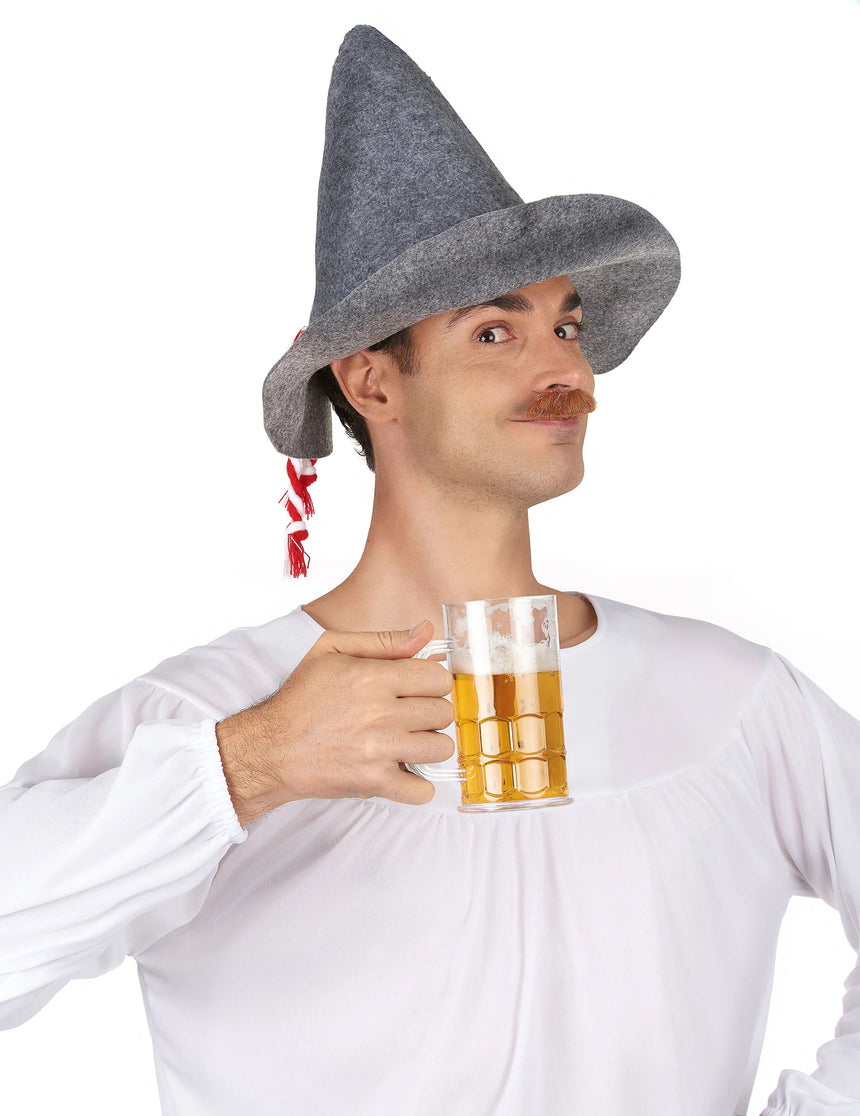 Chapeau bavarois adulte avec cordelette rouge et blanche