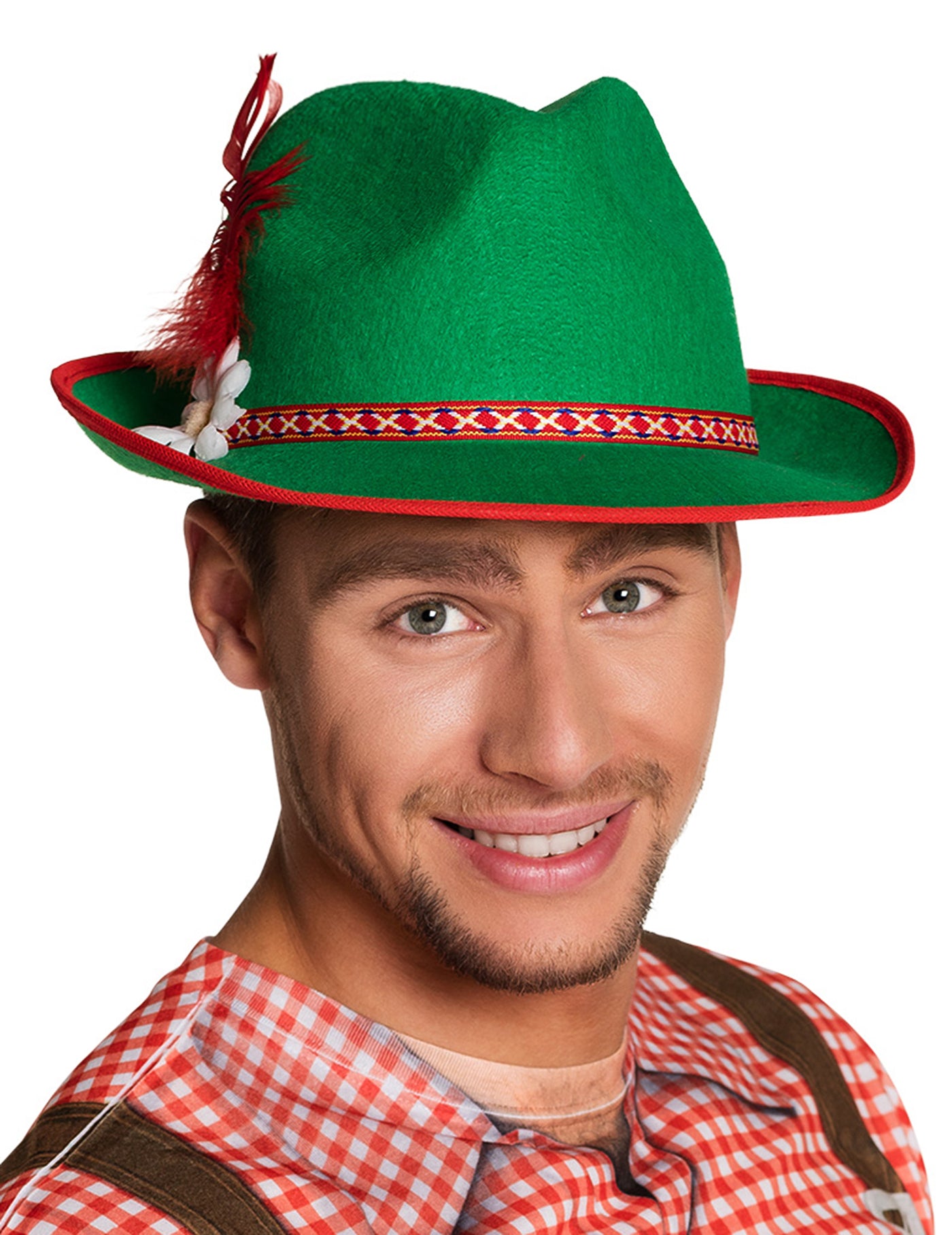 Chapeau bavarois vert à plume adulte